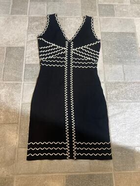 Sara Boo Collection Black Cream Knit Bodycon Midi Dress XS/S